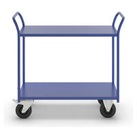 Kongamek Stolový vozík KM41, 2 etáže, d x š x v 1080 x 450 x 975 mm, modrá, 2 otočná kola s brzd