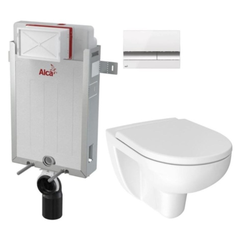 ALCADRAIN Renovmodul předstěnový instalační systém s bílým/ chrom tlačítkem M1720-1 + WC JIKA LY