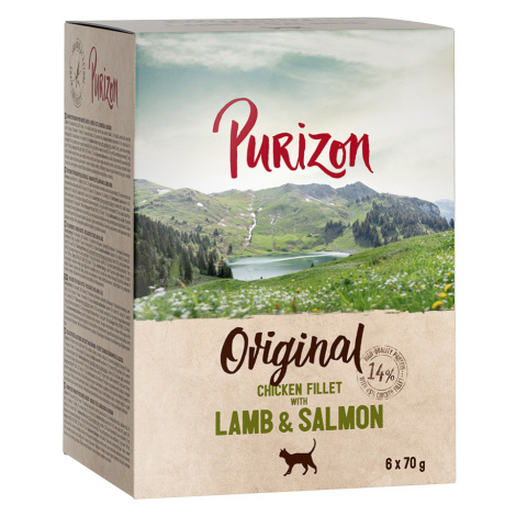 Purizon, 24 kapsiček / konzerviček - 22 + 2 zdarma - Adult Kuřecí filety s jehněčím a lososem 24