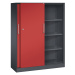 C+P Skříň s posuvnými dveřmi ASISTO, výška 1617 mm, šířka 1200 mm, černošedá/ohnivě červená