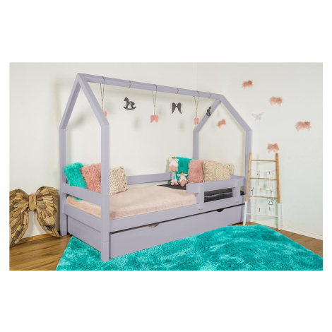 Vyspimese.CZ Dětská postel Ariel se zábranou-jeden šuplík Rozměr: 80x160 cm, Barva: šedá