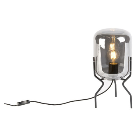 Inteligentní designová stolní lampa černá s kouřovým sklem včetně WiFi A60 - Bliss QAZQA