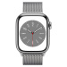 Apple Watch Series 8 Cellular 41mm stříbrná ocel se stříbrným milánským tahem Stříbrná