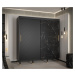 Šatní skříň Abi Calipso Jodelka Marmur Barva korpusu: Černá, Rozměry: 200 cm, Dveře: Černá + Čer
