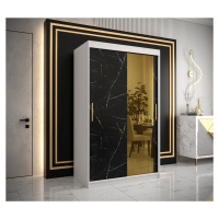 Šatní skříň Abi Golden T2 Barva korpusu: Bílá, Rozměry: 120 cm, Dveře: Černý Marmur + zlaté zrca
