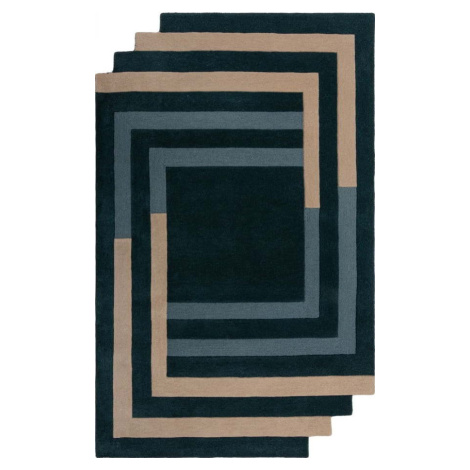 Tmavě zelený ručně tkaný vlněný koberec 150x240 cm Labyrinth Shaped – Flair Rugs