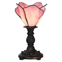 Clayre&Eef Stolní lampa 5LL-6099 v růžové barvě, styl Tiffany