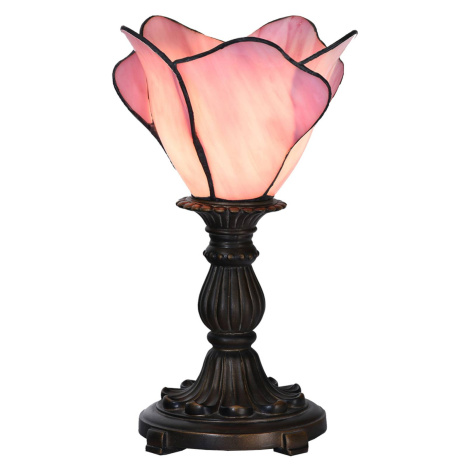 Clayre&Eef Stolní lampa 5LL-6099 v růžové barvě, styl Tiffany Clayre & Eef