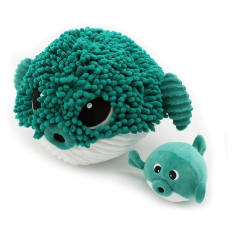 Les Déglingos Plyšová ryba Blowfish - máma s miminkem barva: Zelená
