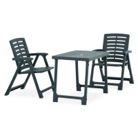 vidaXL 3dílný skládací bistro set plastový zelený