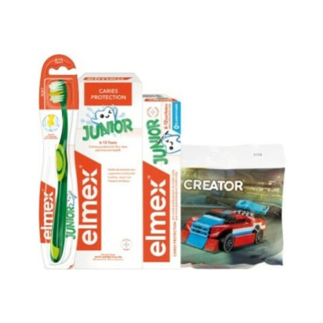 Elmex Junior balíček - zubní pasta 50ml, zubní kartáček, ústní voda 400ml + stavebnice