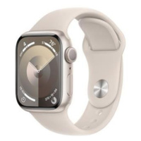Apple Watch Series 9 41mm Hvězdně bílý hliník s hvězdně bílým sportovním řemínkem S/M