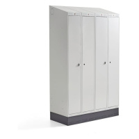 Šatní skříňka CLASSIC COMBO, 2 sekce, 4 boxy, 2050x1200x550 mm, sokl, šedé dveře