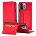 Magnet Card Case elegantní knížkové pouzdro s venkovní kapsou na iPhone 14 PRO MAX 6.7" Red