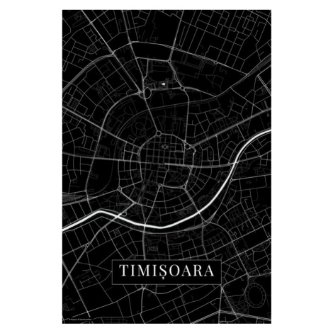 Mapa Timisoara black, 26.7 × 40 cm