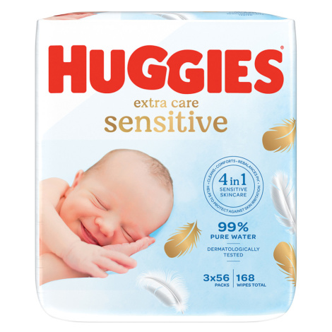 HUGGIES Dětské vhčené ubrousky Extra Care Triplo 3x56 kusů