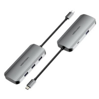 Vention USB-C to USB 3.0 x 4 / Micro USB-B Hub 0.15M Gray Aluminum