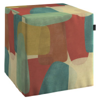 Dekoria Sedák Cube - kostka pevná 40x40x40, geometryczne wzory w czerwono-zielonej kolorystyce, 