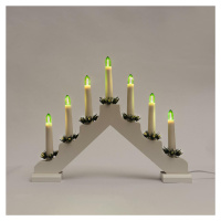 Exihand Adventní svícen 2262-210 dřevěný bílý, 7x34V/0,2W LED Filament zelený