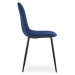 Modrá sametová židle ASTI  s černými nohami