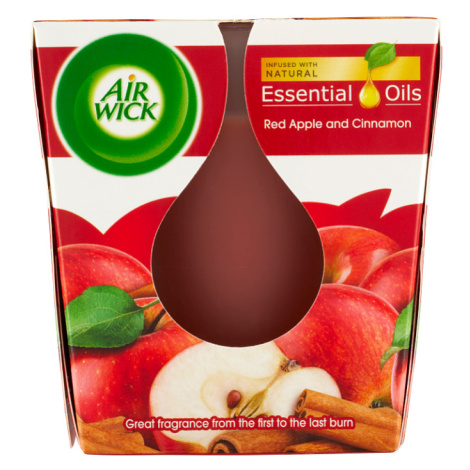 Air Wick Essential Oils Svíčka červené jablko a skořice 105g AirWick