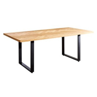 DELIFE Jídelní stůl Edge 200 × 100 cm přírodní dub nepravidelná hrana kovová podnož černá