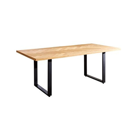 DELIFE Jídelní stůl Edge 200 × 100 cm přírodní dub nepravidelná hrana kovová podnož černá