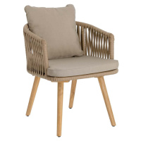 Zahradní židle z akáciového dřeva s béžovým polstrováním Kave Home Hemilce