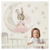DEKORACJAN Nálepka na stěnu - Králičí holčička na měsíčku