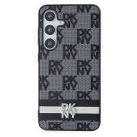 DKNY hard kryt na Samsung Galaxy S24 PLUS Leather Checkered Pattern and Stripe Černý