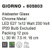 NOVA LUCE nástěnné svítidlo GIORNO alabastrové sklo chromovaný kov E27 1x12W 605803