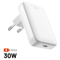 FIXED Slim GaN nabíječka (1x USB-C), PD, 30W, bílá