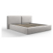 Světle šedá čalouněná dvoulůžková postel s úložným prostorem a roštem 180x200 cm Arendal – Cosmo