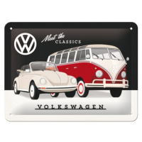 Plechová cedule Volkswagen VW - Mett the Classics, (20 x 15 cm)