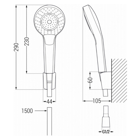 MEXEN/S Saber R05 Set umyvadlové a vanové baterie s příslušenstvím, černá 72103R05-70