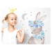 Pastelowe Love Nálepka na zeď - zvířátka - králík s růžemi barva: Modrá