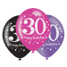 Balónky latexové Sparkling Happy Birthday růžové "30" 27,5 cm 6 ks
