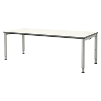 mauser Obdélníkový stůl s nohami z kruhové trubky, v x š 650 - 850 x 2000 mm, deska bílá, podsta