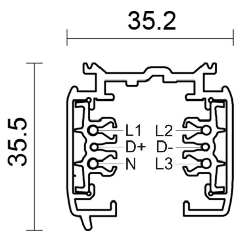 Light Impressions Deko-Light 3-fázový kolejnicový systém - D Line DALI přisazená kolejnice 1m, b