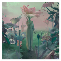 Ilustrace women with flower head in surreal garden, Vizerskaya, 40 × 40 cm