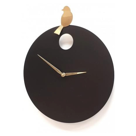 Designové nástěnné hodiny Diamantini&Domeniconi 394 black gold Bird 40cm FOR LIVING