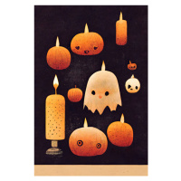 Ilustrace Candles, Pumpkins And A Ghost, Treechild, (26.7 x 40 cm)