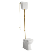 Kerasan WALDORF WC mísa s nádržkou, spodní/zadní odpad, bílá-bronz