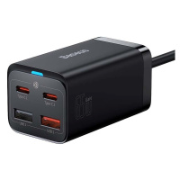 Síťová nabíječka Baseus GaN3 Pro, 2x USB-C, 2x USB, 65W (černá)