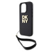 Zaní kryt DKNY PU Leather Stack Logo Wrist Strap pro Apple iPhone 14 Pro, černá