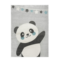 Dětský koberec Emily Kids 5864A Panda šedý / tyrkysový