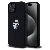 Karl Lagerfeld Liquid Silicone Karl and Choupette Magsafe zadní kryt iPhone 15 černý