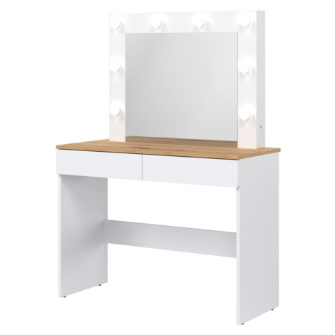 Toaletní stolek BORROMEO s osvětlením, bíla/dub evoke A Je To