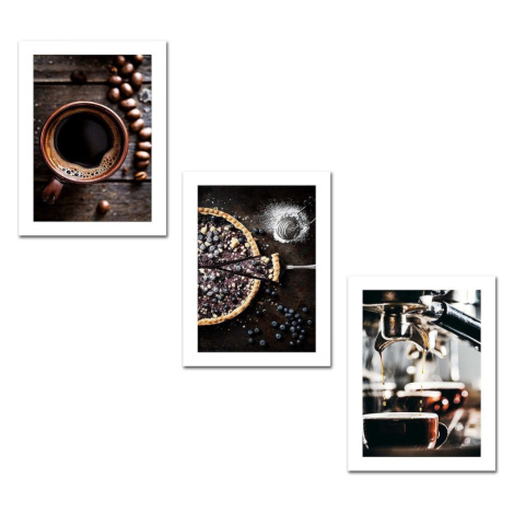 Wallity Sada obrazů COFFEE AND CAKE 94 x 40 cm 3 kusy