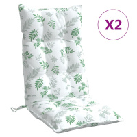 vidaXL Podušky na židli s vysokým opěradlem 2 ks vzor listů oxford
